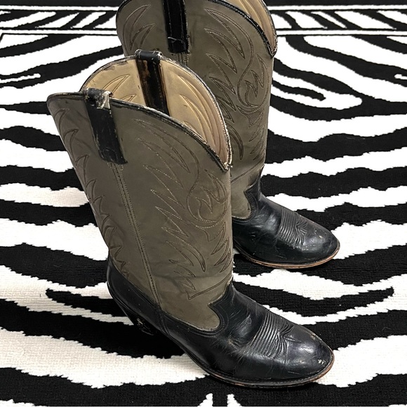 ACME Vintage Grey Leather Western Cowboy Boots Style 8856 Size 9 - Picture 4 of 14